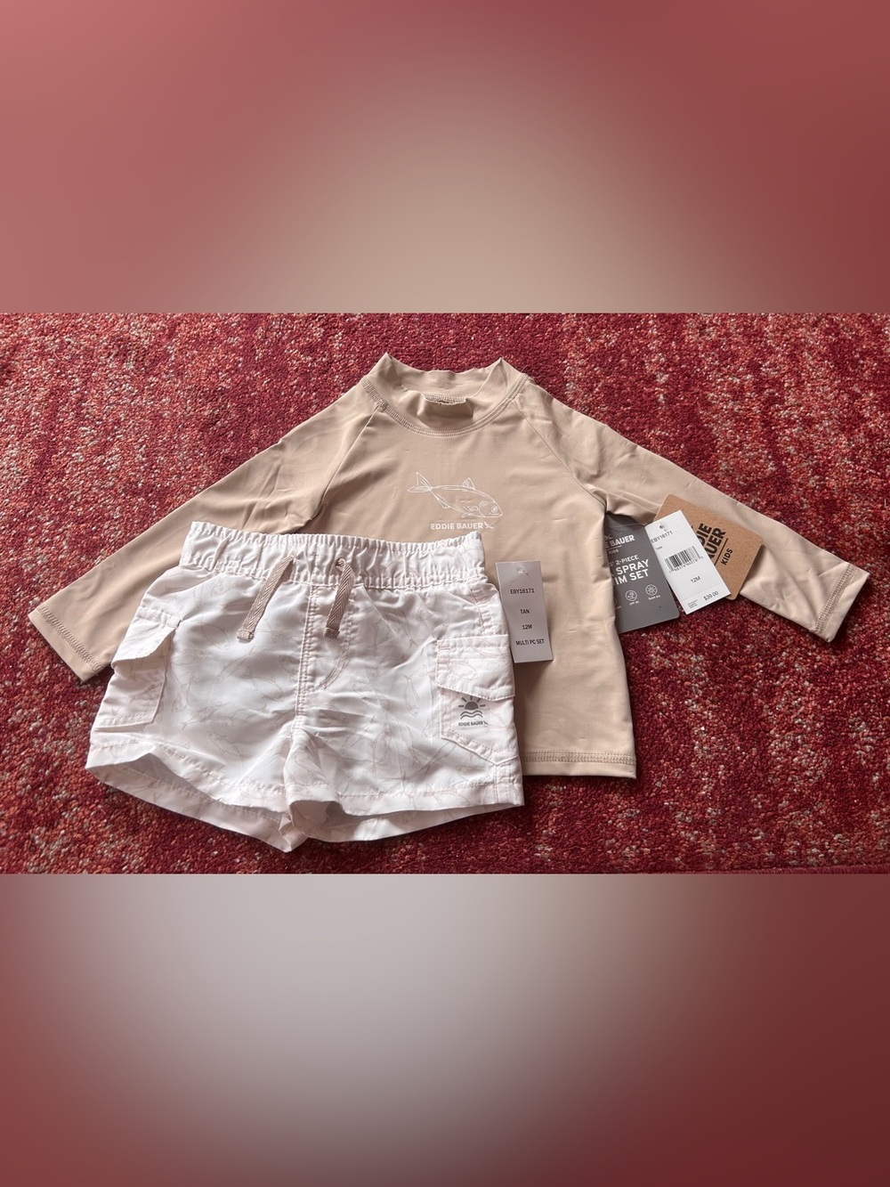 Eddie Bauer Swim Set Size 12 Mos NEW Rash Guard & Bottoms